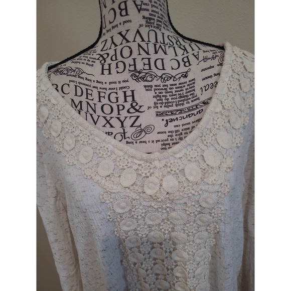 Style & Co. WOMENS sZ 2X boho V neck top with embroidery trim from  3/4 Sleeve - Picture 2 of 10